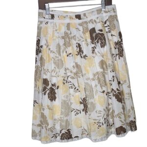 St. John's Bay Women's Sz 8 Midi Flare Lined Floral Pleated Lace Skirt ~ Summer